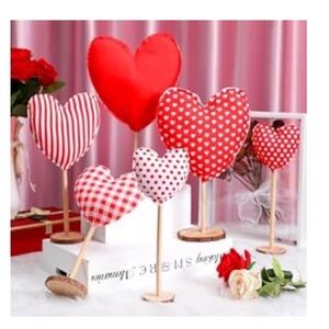 Red and White Heart Shaped plush fabric Decorations.